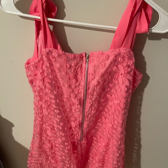 NWT Barbiecore 💖 Francesca’s Blue Rain Pink Floral Tie Shoulder Dress Size M - Picture 6 of 8